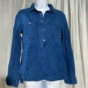 Madewell 100% Cotton Blue Denim Chambray Button Long Sleeved Collared Shirt
